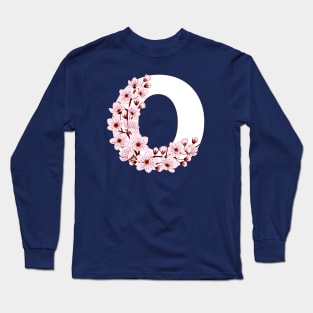 Colorful capital letter O patterned with sakura twig Long Sleeve T-Shirt